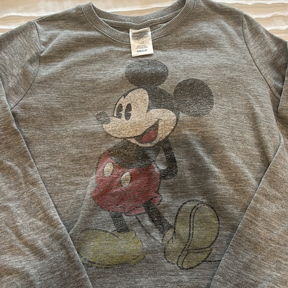 Disney Mickey Mouse Gray Pullover Sweatshirt- Size Small. Distressed style. - Picture 3 of 3